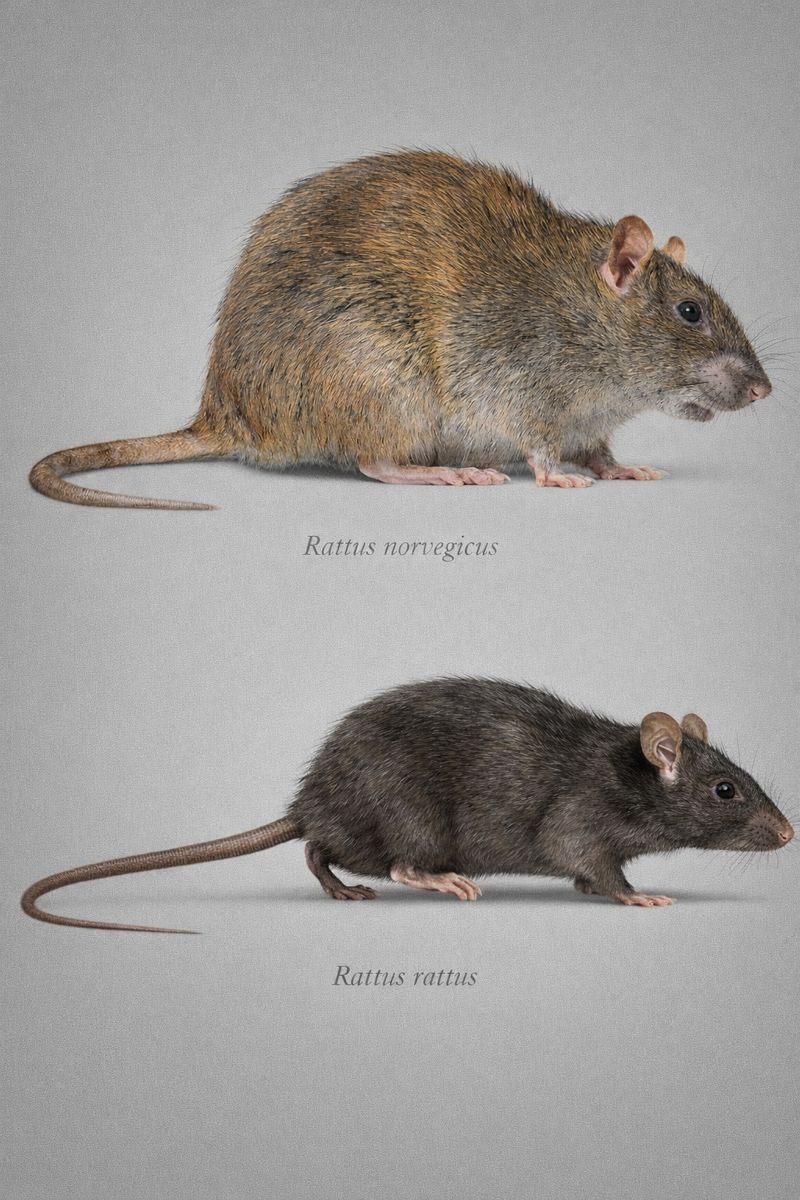 Comparison of Rattus norvegicus and Rattus rattus – scientific illustration